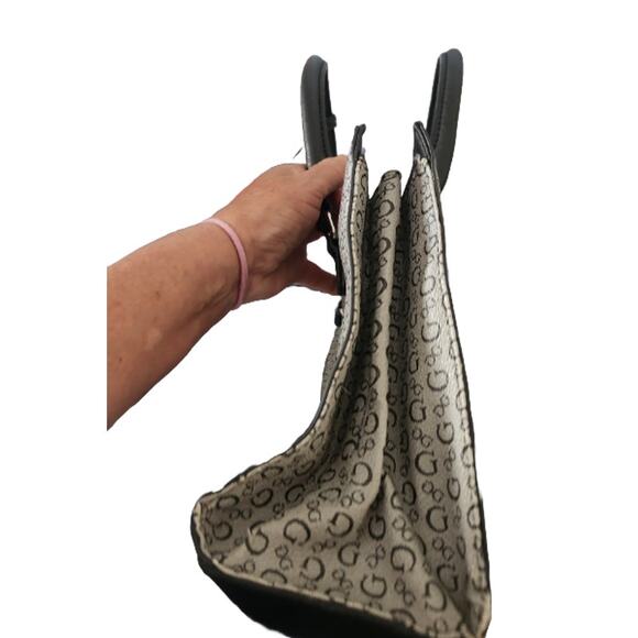 GUESS Black & Gray Monogram Tote Bag – Faux Leather - Picture 7 of 7